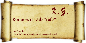 Korponai Zénó névjegykártya